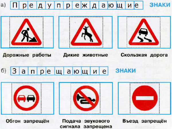 Группы дорожных знаков дорожные работы Дикие животные