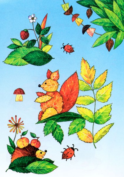 Аппликация из осенних листьев
