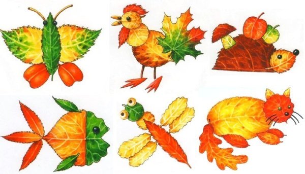 Фигурки из осенних листьев
