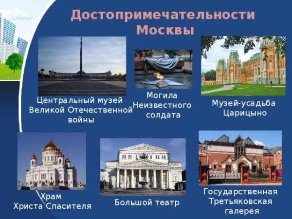 Достопримечательности Москвы для детей 2 класс