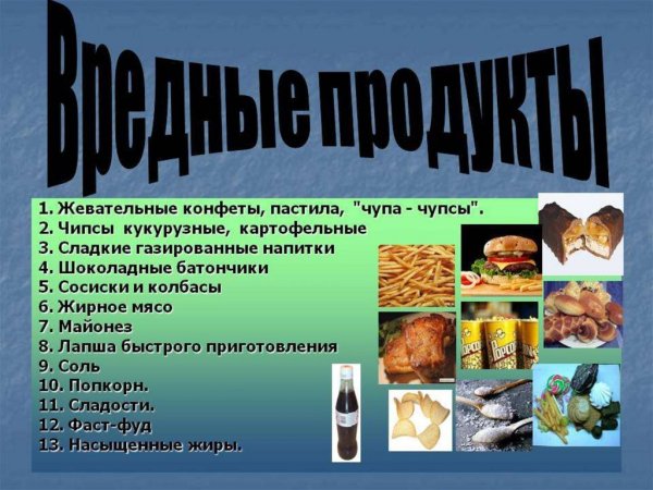 Вредные продукты