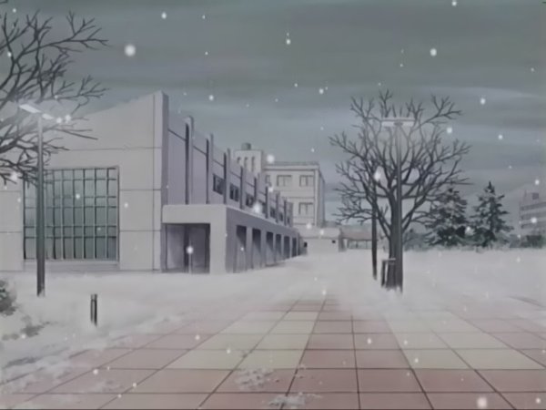 Зимняя улица около школы