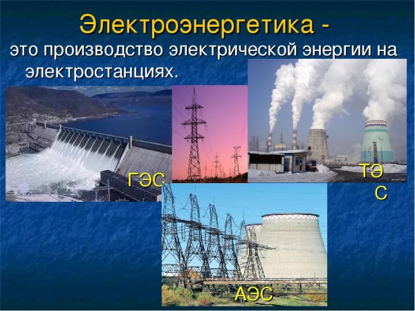 Отрасли электроэнергетической промышленности