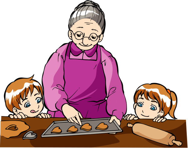Мультяшная бабушка с внуками