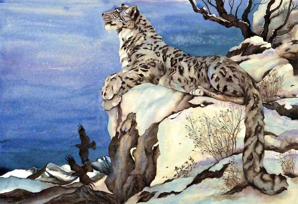 Снежный Барс гуашью