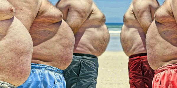 Жирные люди на пляже
