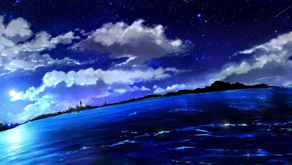 Аниме ночной пейзаж