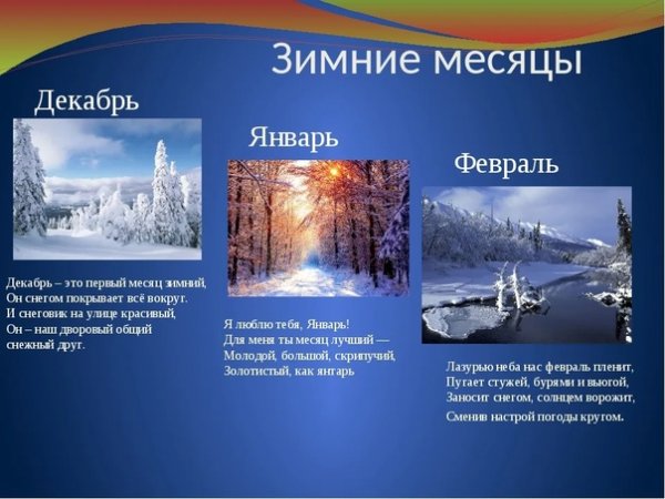 Зимние месяцы
