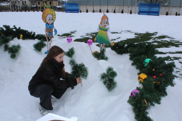 Снежные постройки Эколята в детском саду