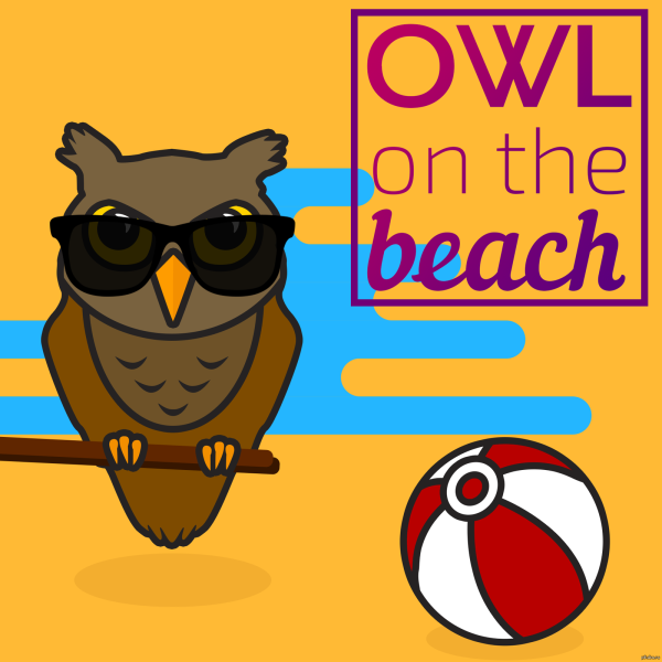 Сова на пляже рисунок