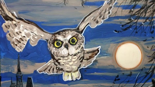 Совенок гуашь