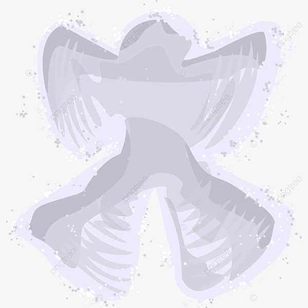 Снежный ангел на белом фоне