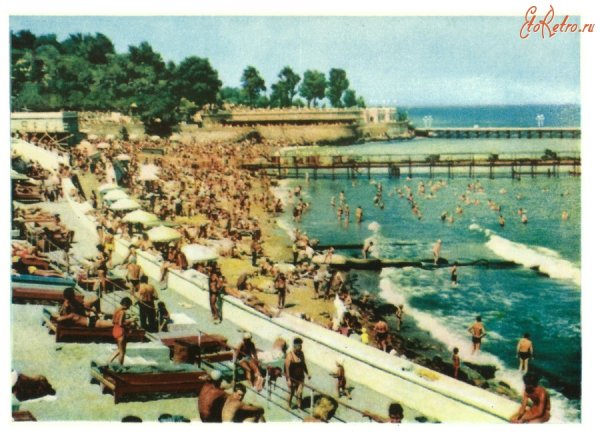 Пляж Аркадия в Одессе 1955