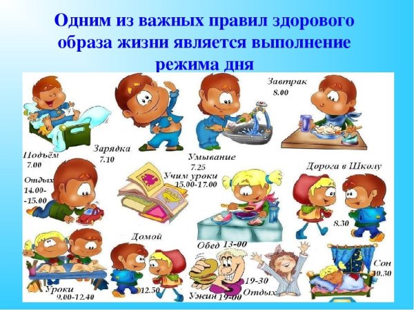 Режим дня ЗОЖ для детей