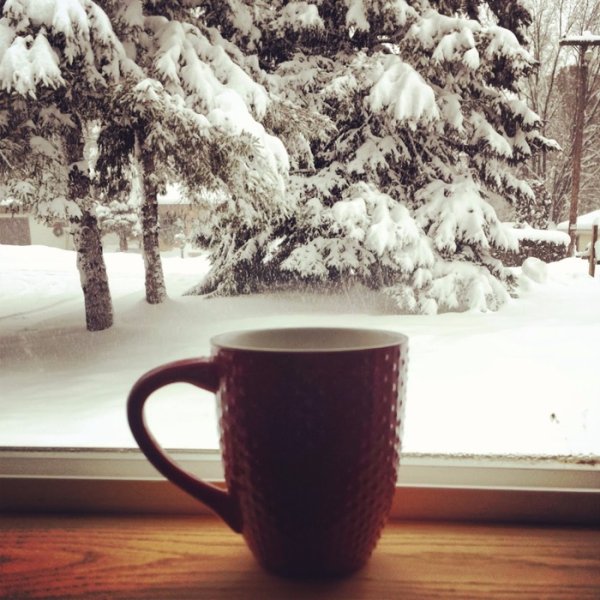 Чашка кофе зимой