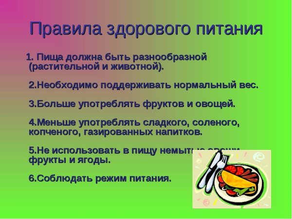 Правила здорового питания