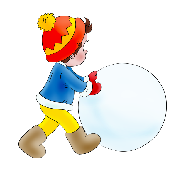 Мальчик лепит снеговика