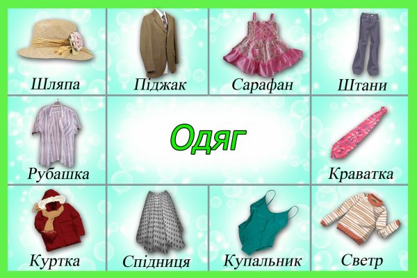 Карточки с изображением одежды