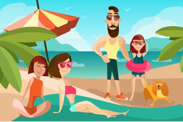 Семья на пляже вектор