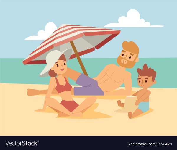 Семья на пляже вектор