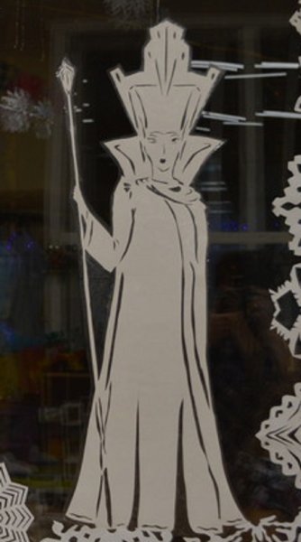 Вырезки новый год на окна Снежная Королева