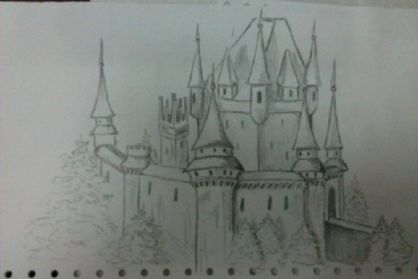 Замок снежной королевы карандашом