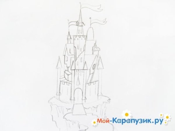 Замок снежной королевы рисунок карандашом