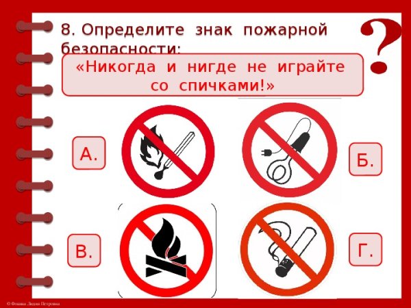 Знаки пожарной безопасности для детей