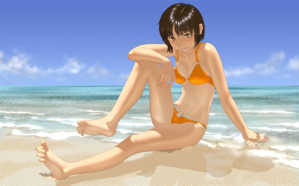 Девушка на пляже арт