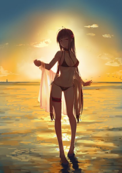 Девушка на пляже арт