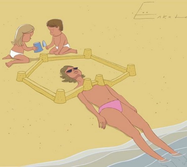 Карикатуры про отпуск на море