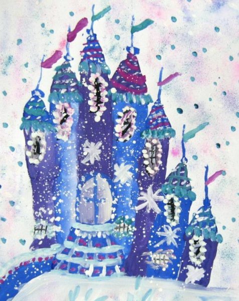 Замок снежной королевы граттаж