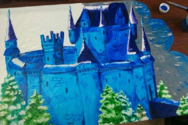 Замок снежной королевы монотипия