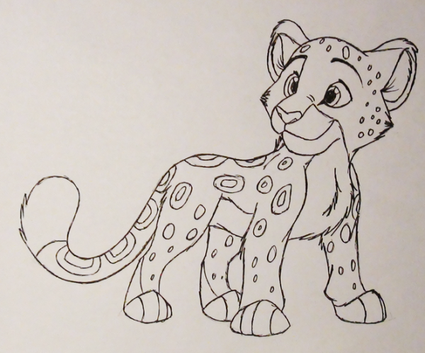 Детский рисунок леопарда карандашом