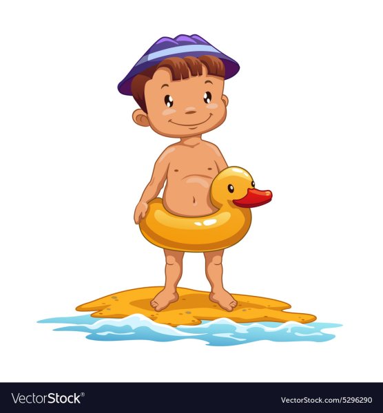 Мальчик на пляже мультяшный