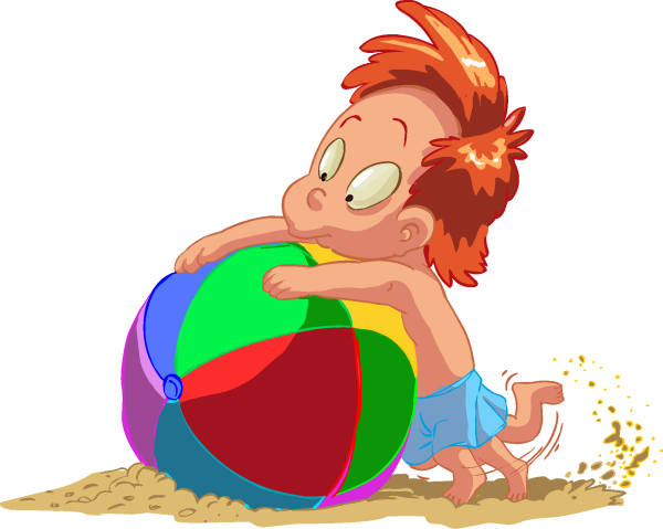 Мультяшный малыш с мячиком