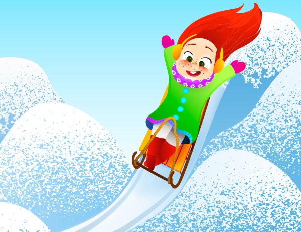 Девочка катается на Горке