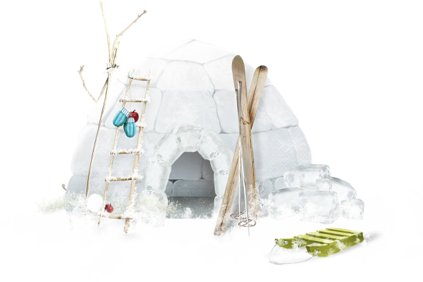 Снежная горка на белом фоне