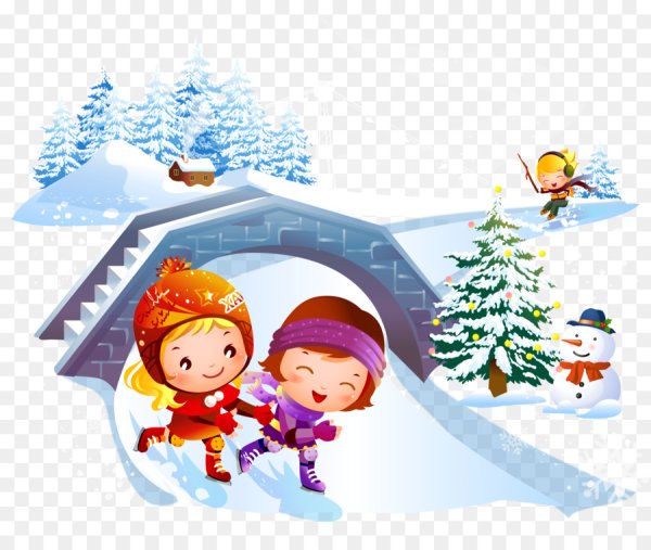 Мультяшные дети зимой