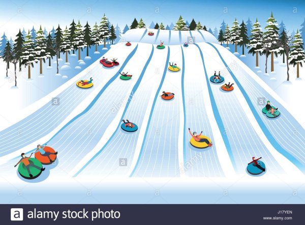 Горка для катания детей зимой рисование