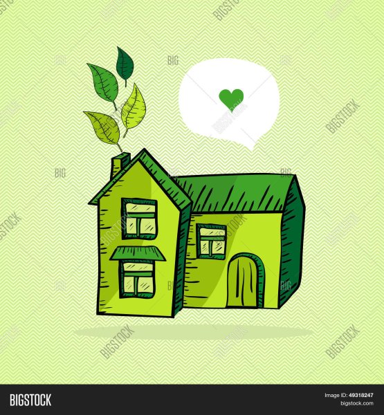 Зеленый домик рисунок вектор