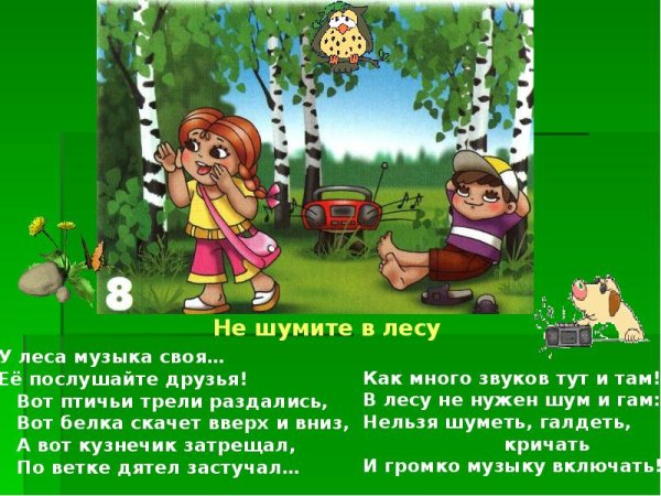Правило поведение в лесу стихами