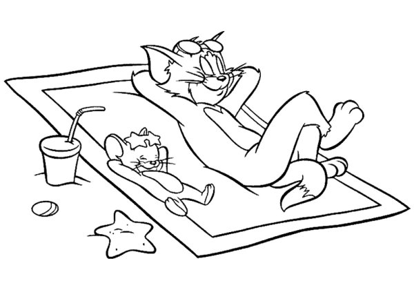 Том и Джерри рисунок раскраска