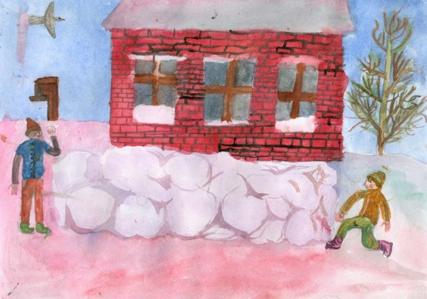 Рисование Снежная крепость старшая группа