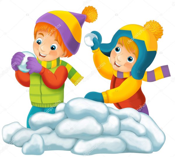 Дети лепят снежную крепость