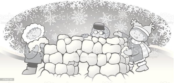 Снежная крепость рисунок для детей