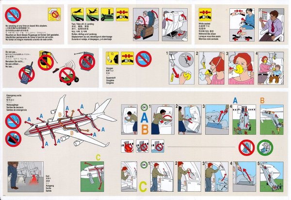 Плакат правил безопасности в самолете