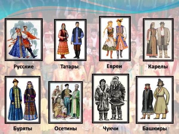 Русские татары евреи Карелы буряты осетины