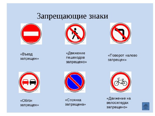 Дорожные знаки разрешающие и запрещающие