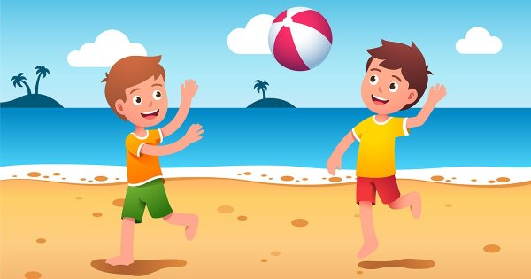 Игры с мячом на пляже для детей